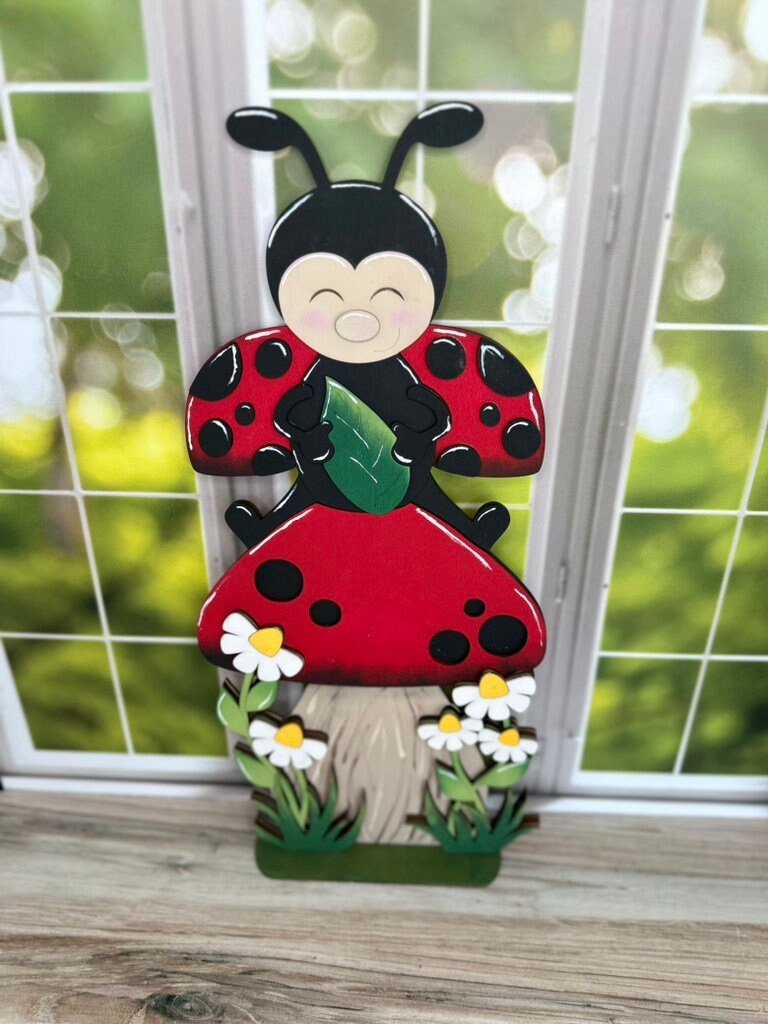 Ladybug on Mushroom Self Decor- Wood Blanks for Painting and Crafting