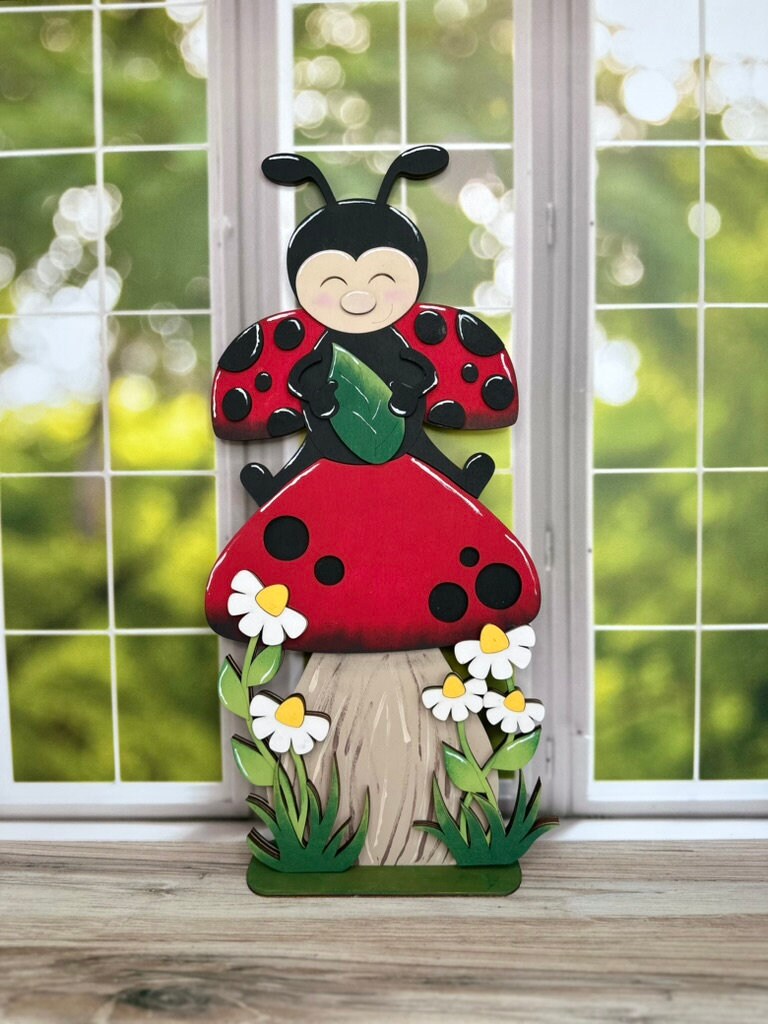 Ladybug on Mushroom Self Decor- Wood Blanks for Painting and Crafting