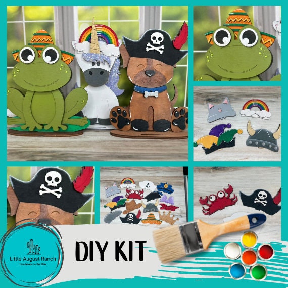 Party Hat Set for our Animal Interchangeable Friends- DIY Wood Blanks for Painting and Crafting