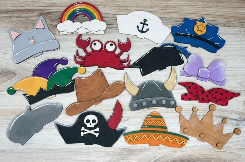 Party Hat Set for our Animal Interchangeable Friends- DIY Wood Blanks for Painting and Crafting