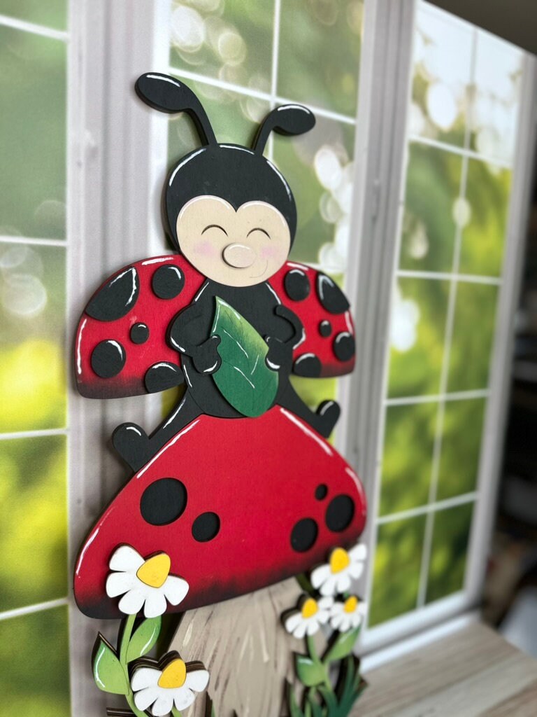 Ladybug on Mushroom Self Decor- Wood Blanks for Painting and Crafting