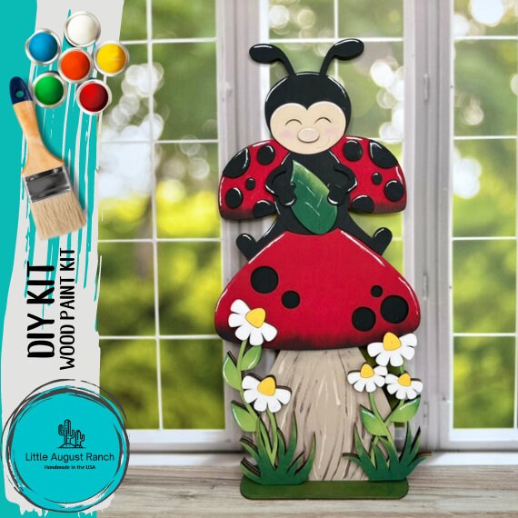 Ladybug on Mushroom Self Decor- Wood Blanks for Painting and Crafting