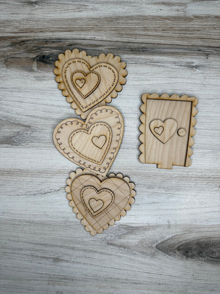 Porch Sized Heart Stack Interchangeable Add on set for our Birdhouse Base- Wood Blanks for Painting and Crafting