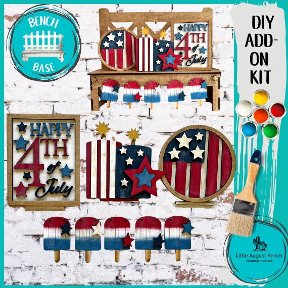 4th of July Insert for our Bench Interchangeable Shelf Pieces , Decor for Shelf - Wood Blanks for Crafting and Painting