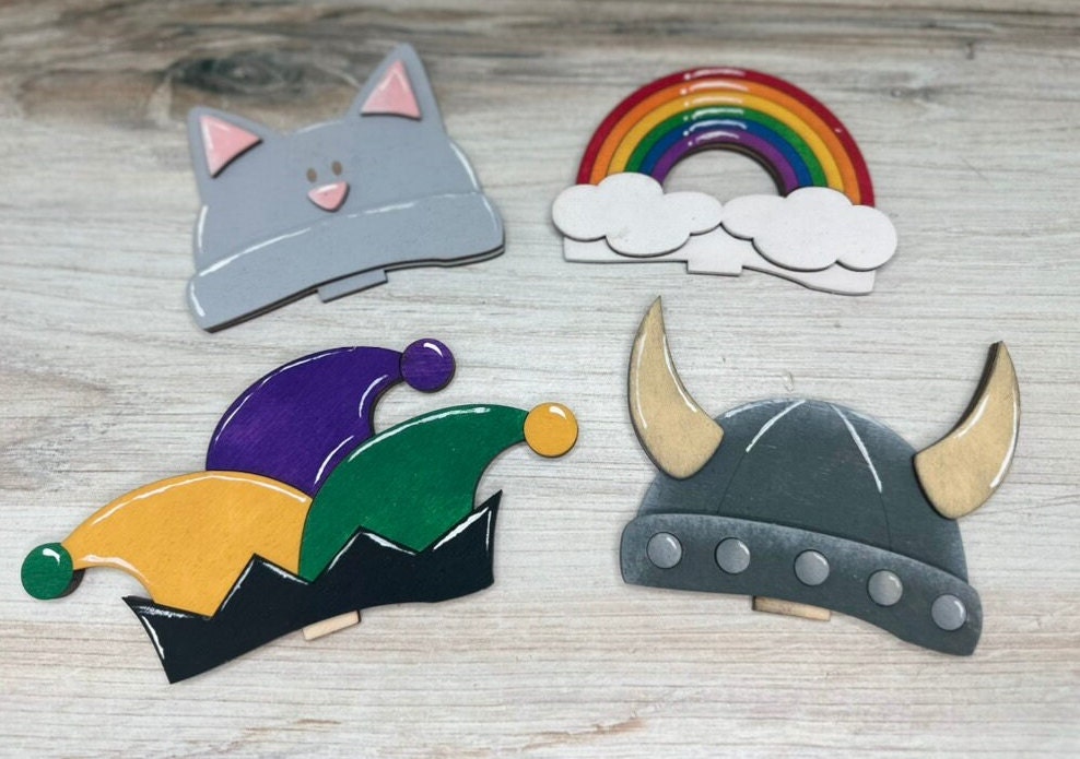 Party Hat Set for our Animal Interchangeable Friends- DIY Wood Blanks for Painting and Crafting