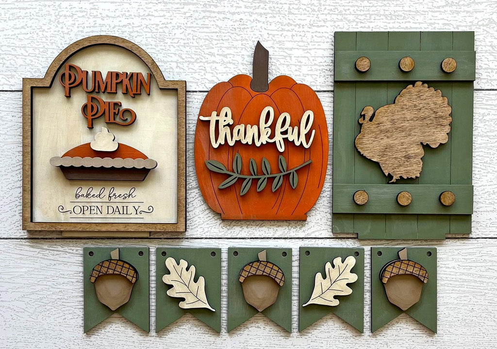 Thanksgiving Insert for our Bench Interchangeable Shelf Pieces , Decor for Shelf - Wood Blanks for Crafting and Painting