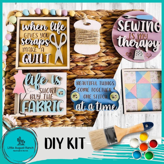 Sewing Tiered Tray Decor Bundle DIY -Wood Blanks to Paint and Craft