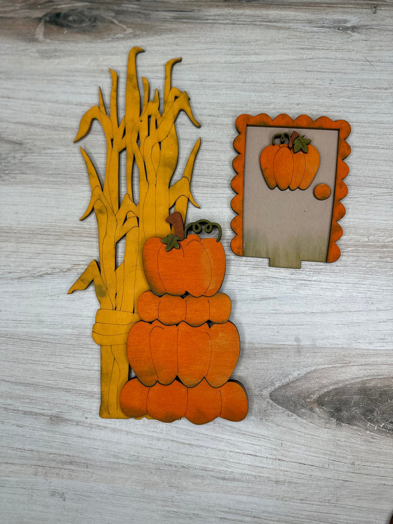 Stacked pumpkins Interchangeable Add on set for our Birdhouse Base- Wood Blanks for Painting and Crafting