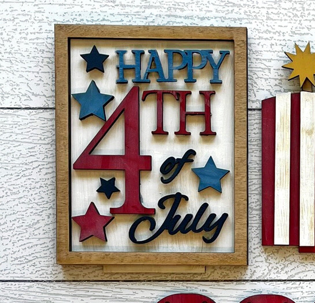 4th of July Insert for our Bench Interchangeable Shelf Pieces , Decor for Shelf - Wood Blanks for Crafting and Painting