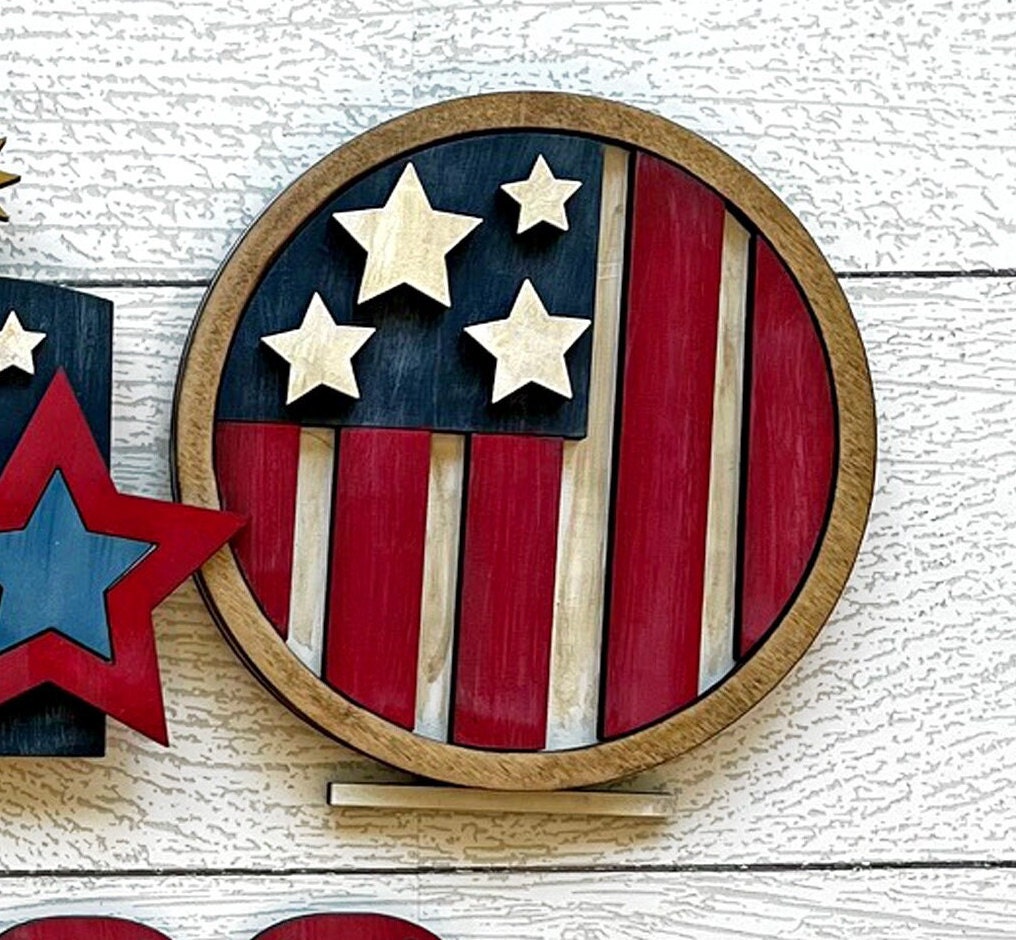 4th of July Insert for our Bench Interchangeable Shelf Pieces , Decor for Shelf - Wood Blanks for Crafting and Painting