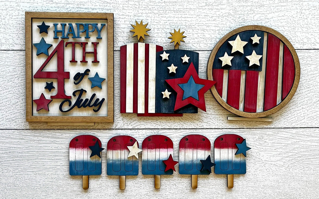 4th of July Insert for our Bench Interchangeable Shelf Pieces , Decor for Shelf - Wood Blanks for Crafting and Painting