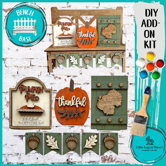 Thanksgiving Insert for our Bench Interchangeable Shelf Pieces , Decor for Shelf - Wood Blanks for Crafting and Painting