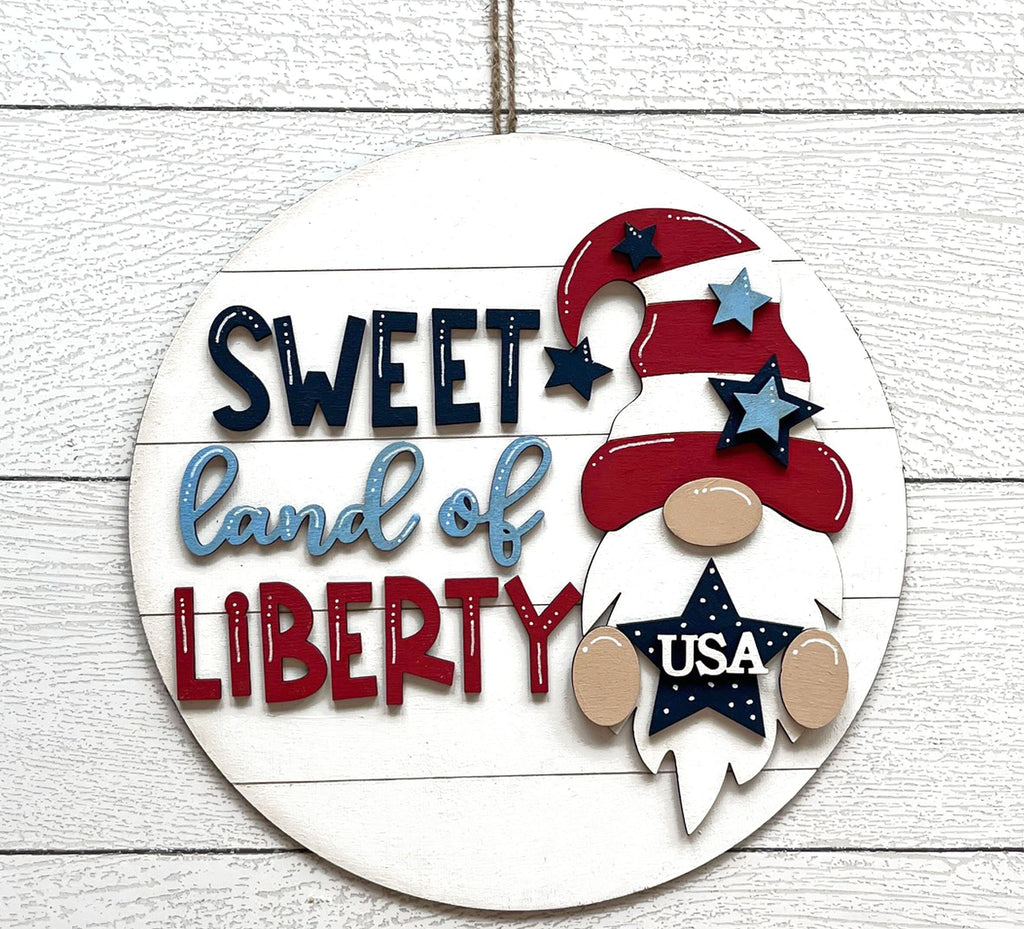 Uncle Sam Gnome Round Hanger - DIY Wood Blanks for Painting and Crafting