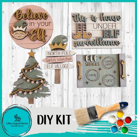 Christmas Elf Tiered Tray Decor Bundle DIY -Wood Blanks to Paint and Craft