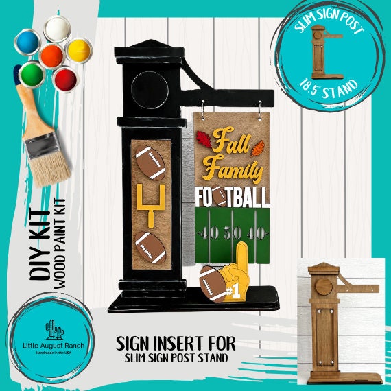 Football Add-on for Slim Sign Post Holder- DIY Wood Blanks for Crafting and Painting, Home Decor