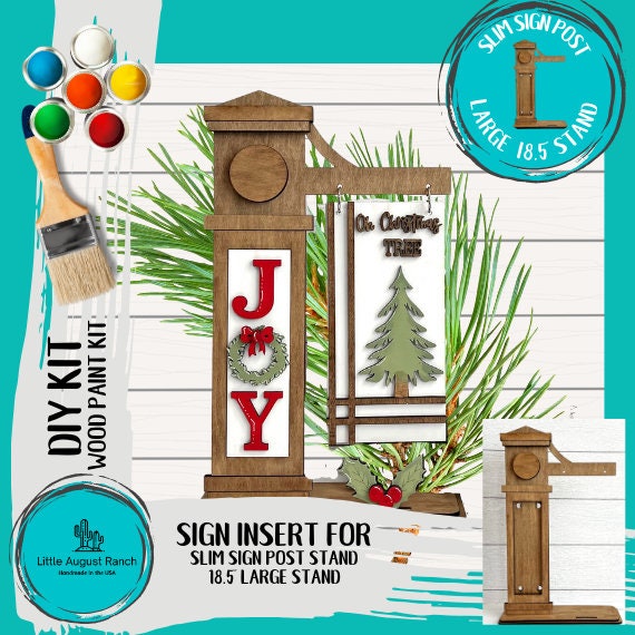 Christmas Joy Add-on for Slim Sign Post Holder- DIY Wood Blanks for Crafting and Painting, Home Decor