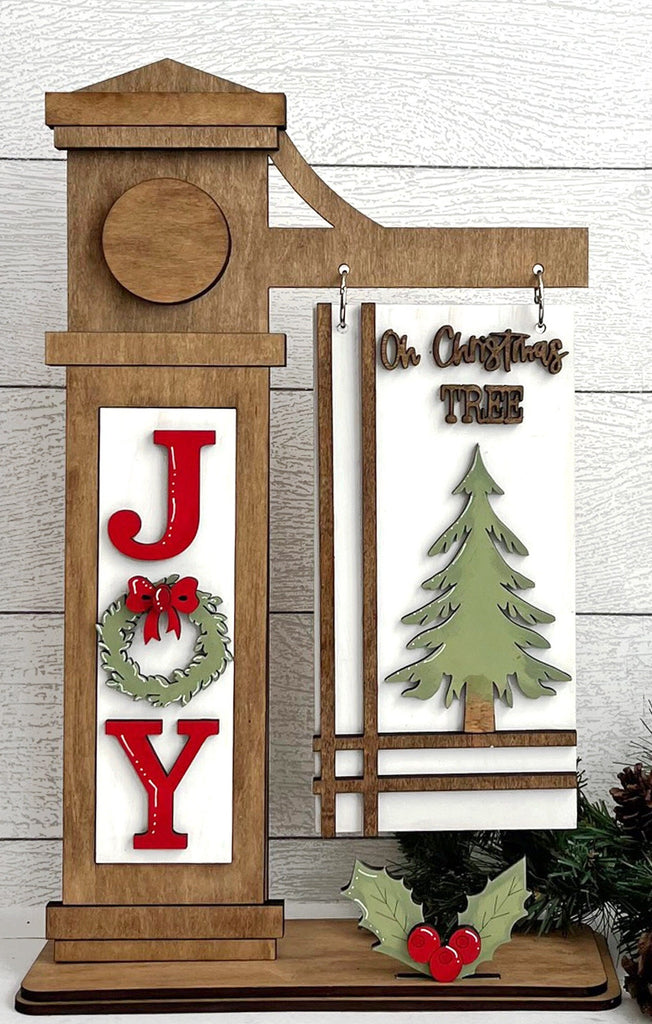 Christmas Joy Add-on for Slim Sign Post Holder- DIY Wood Blanks for Crafting and Painting, Home Decor