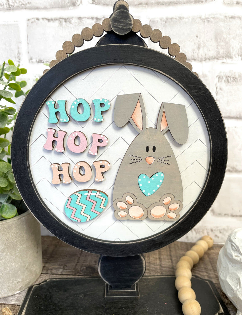 Easter Bunny DIY Tabletop Round Sign Holder - Wood Blanks for Painting and Crafting