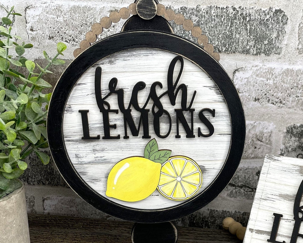 Lemon DIY Tabletop Round/Square Sign Holder - Wood Blanks for Painting and Crafting