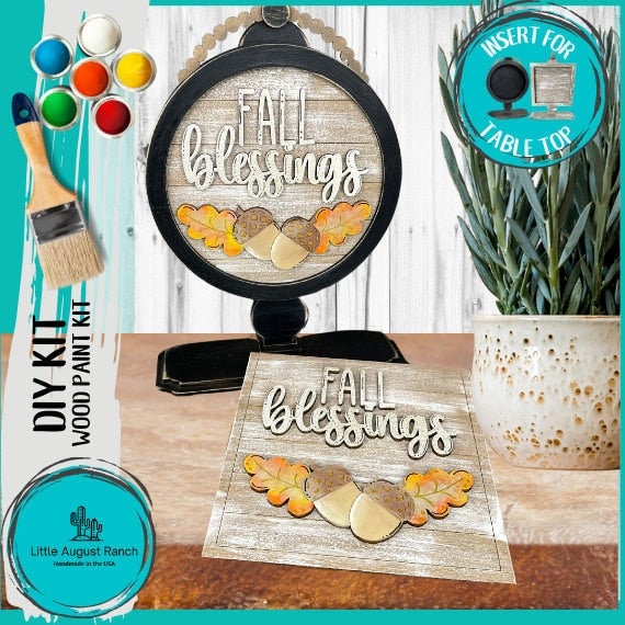 Fall blessingsDIY Tabletop Round/Square Sign Holder - Wood Blanks for Painting and Crafting