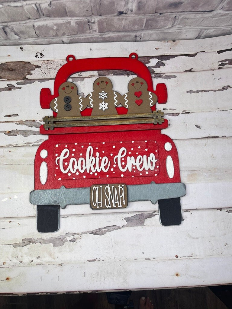 Gingerbread Insert for Large Interchangeable Truck - Hanging or Self Standing Truck for Interchangeable Pieces