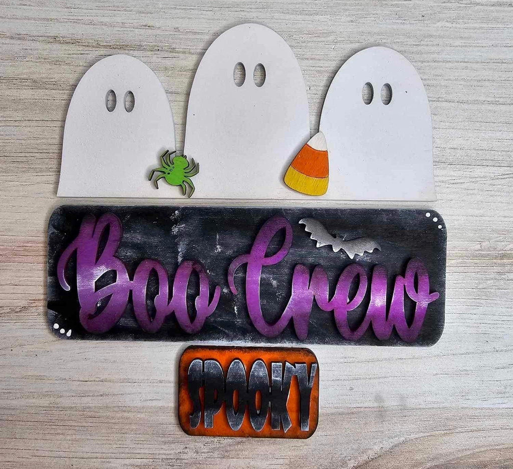 Halloween Boo Crew Insert for Large Interchangeable Truck, Round and Breadboard - Interchangeable Wood Blank Pieces for Painting