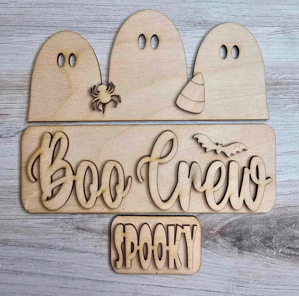 Halloween Boo Crew Insert for Large Interchangeable Truck, Round and Breadboard - Interchangeable Wood Blank Pieces for Painting