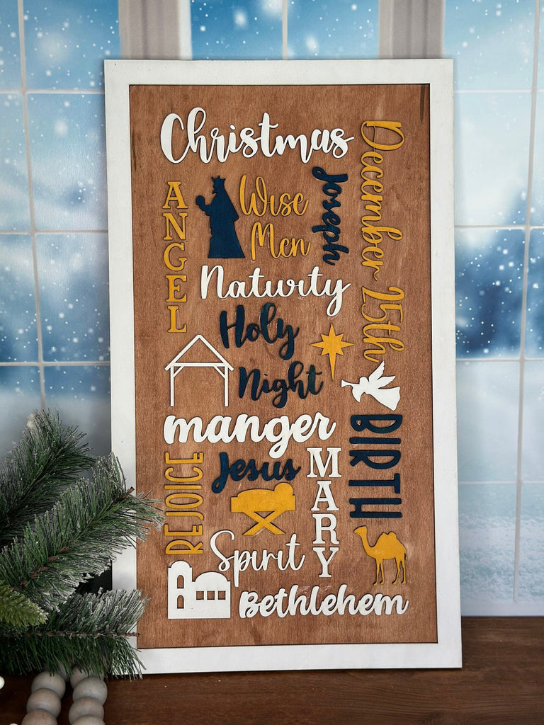 Christmas Nativity December Word Collage - DIY Wood Blank Paint Kit