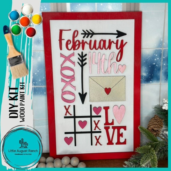 February Word Collage - DIY Wood Blank Paint Kit