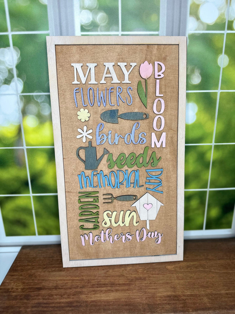 May Word Collage DIY Wood Kit - Wood Blank for Painting and Crafting