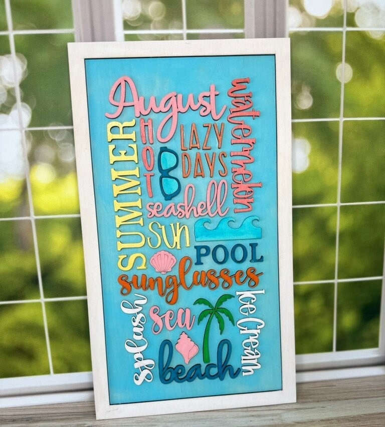 August Word Collage - DIY Wood Black Kit for Painting and Crafting