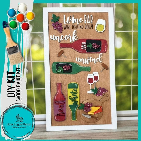 Wine Word Collage - DIY Wood Black Kit for Painting and Crafting