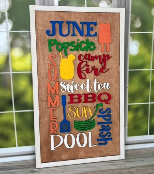 June Word Collage - DIY Wood Black Kit for Painting and Crafting