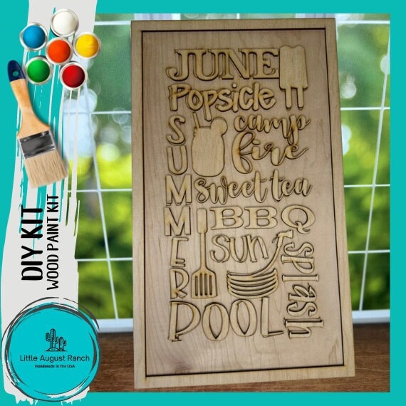 June Word Collage - DIY Wood Black Kit for Painting and Crafting