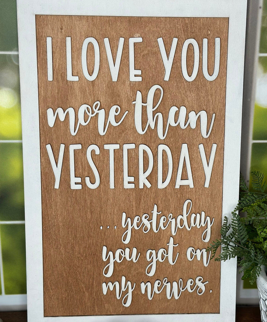 I Love You Word Collage - Hand Painted Wood Decor, Ready to Ship