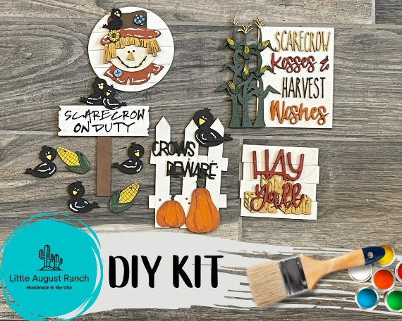 Fall Tiered Tray Decor Bundle DIY Scarecrow - Hey Y&#39;all Crow Tier Tray Bundle