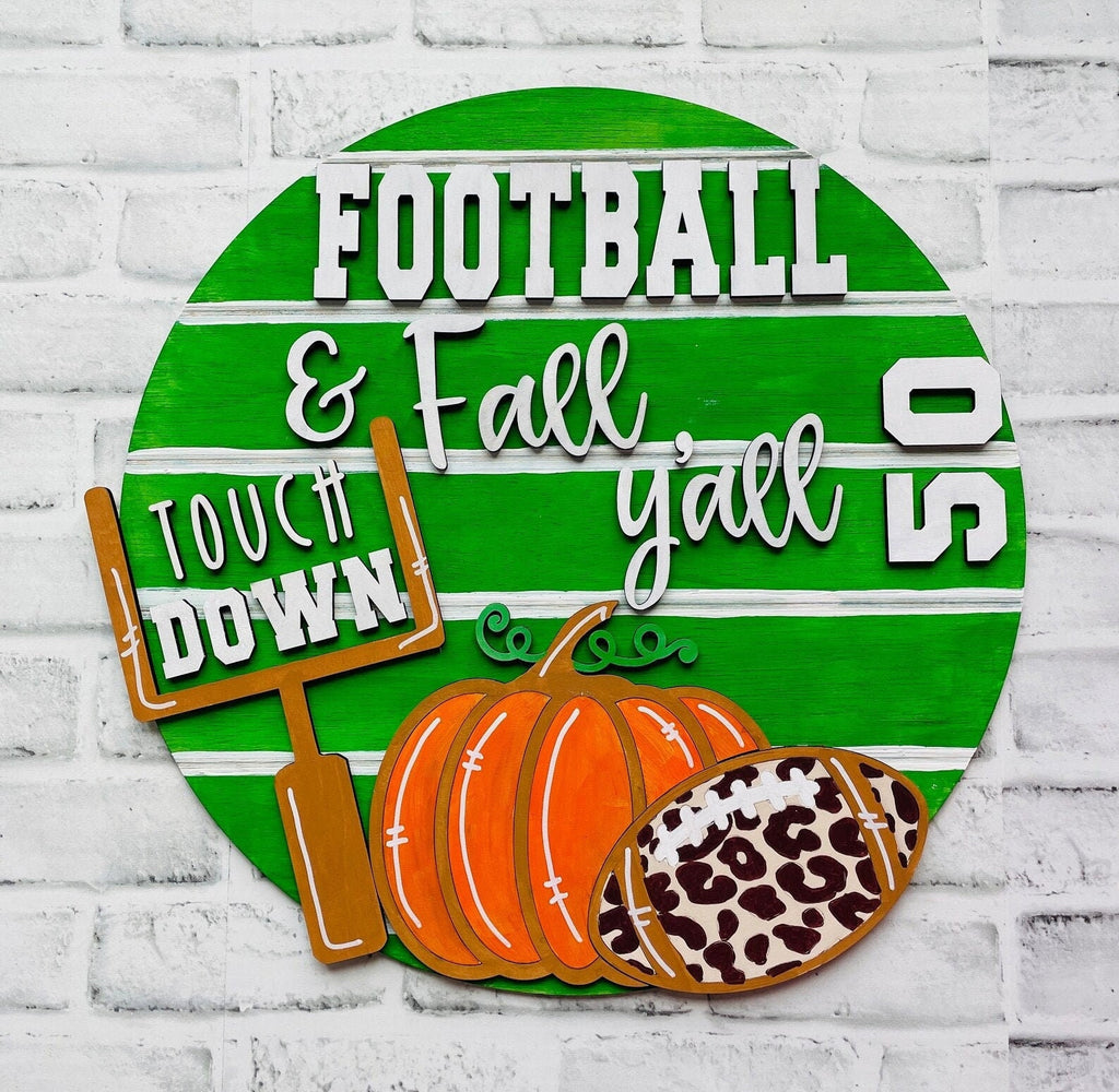 Football Decor - Round Door/Wall Hanger Fall Football- DIY Wood Blank