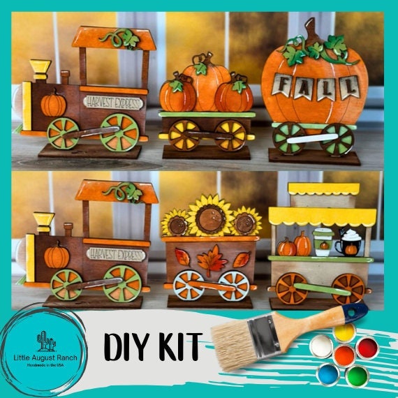 Fall Train Set - Wood Blanks for Crafting and Painting