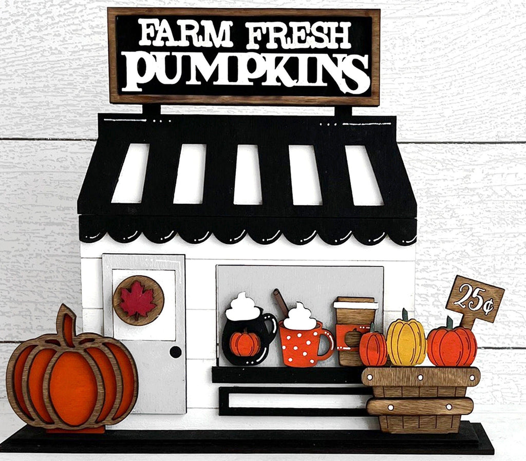 Farm Fresh Pumpkins Holiday Shop Shelf Sitter DIY Paint Kit - DIY Wood Blanks to Paint and Craft Shelf Decor