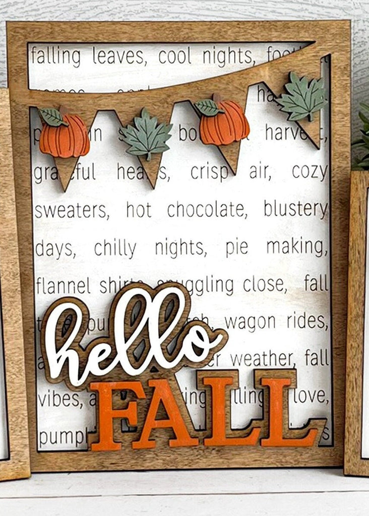 Fall Sign Trio- DIY Wood Blanks for Crafting and Painting, Large Decor Pieces for Wall, Mantel, Shelf