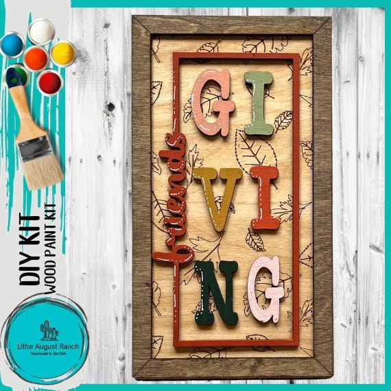 Friends Giving Framed Sign - DIY Wood Blank Paint and Craft Kit