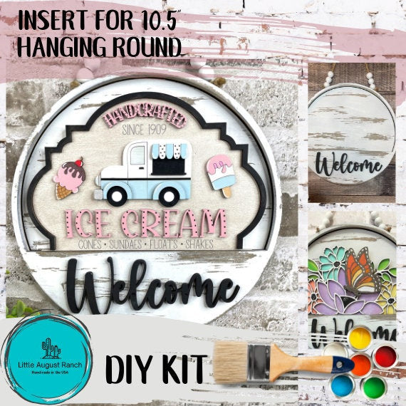 Ice Cream Truck Interchangeable Door Hanger - DIY Wood Blanks for Painting and Crafting