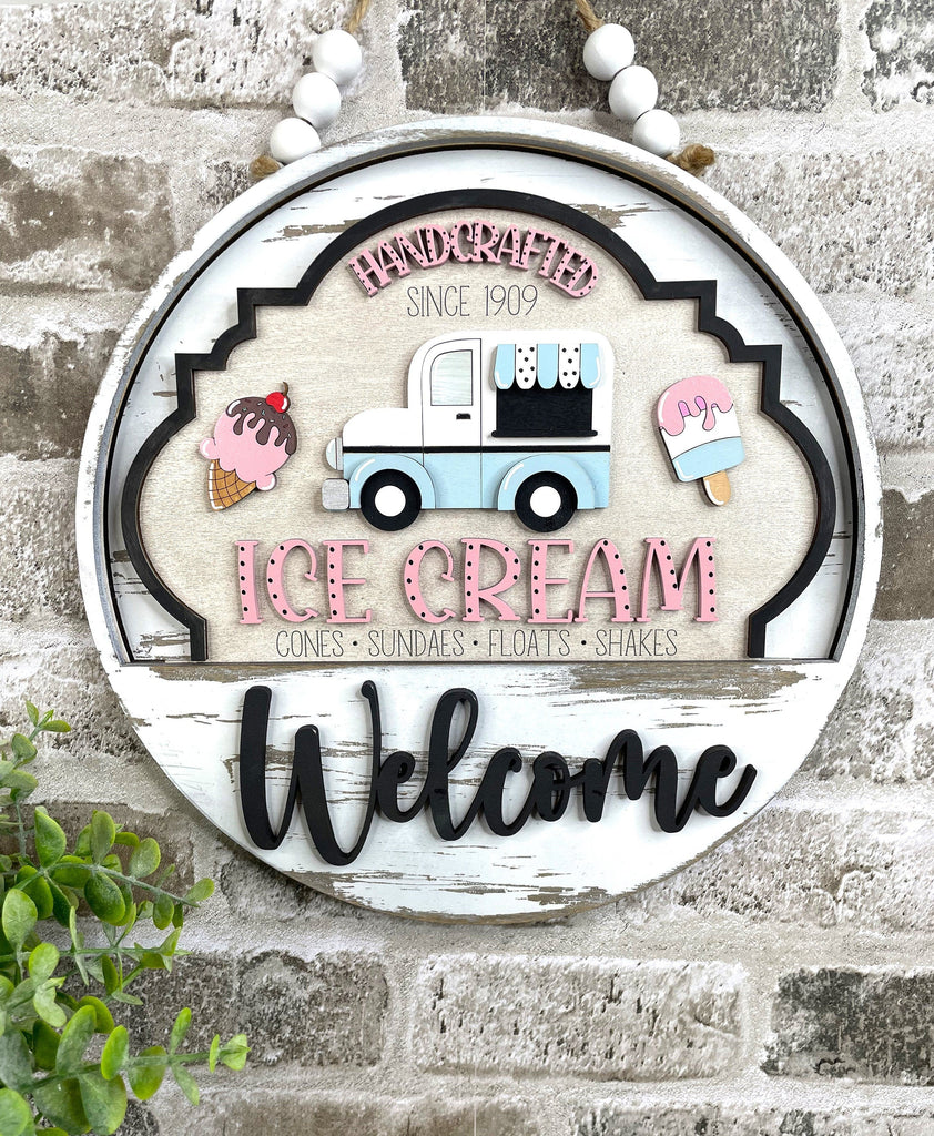 Ice Cream Truck Interchangeable Door Hanger - DIY Wood Blanks for Painting and Crafting