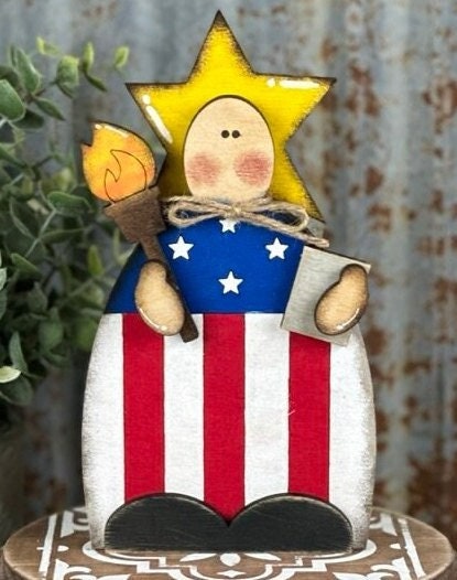 Chucky Primitive Patriotic Lady Liberty DIY - Wood Blanks for Painting and Crafting