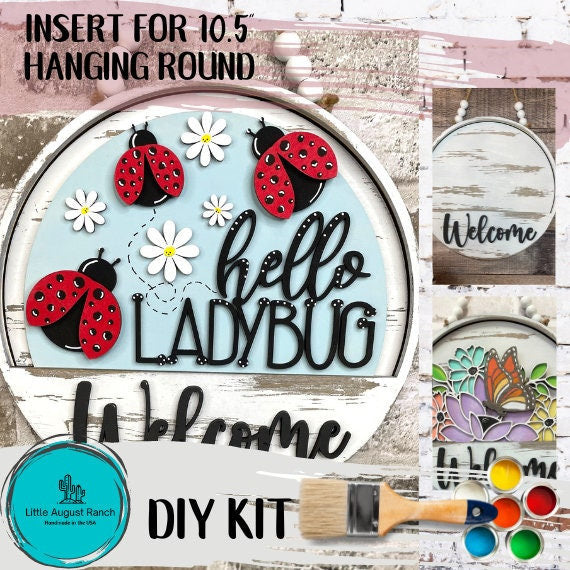 Ladybug Interchangeable Door Hanger - DIY Wood Blanks for Painting and Crafting