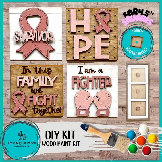 Cancer Survivor Square DIY Tiles for 4.5&quot; Frame - Wood Blanks to Paint and Craft