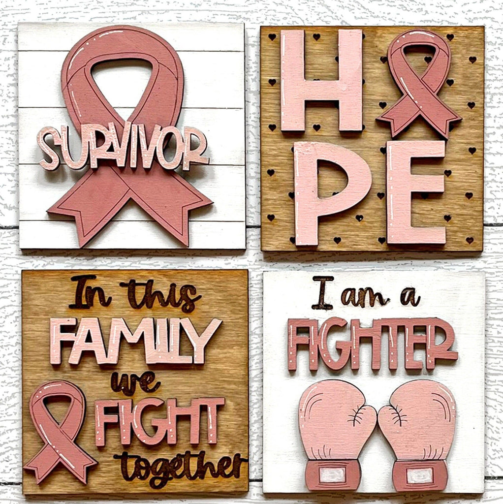 Cancer Survivor Square DIY Tiles for 4.5&quot; Frame - Wood Blanks to Paint and Craft