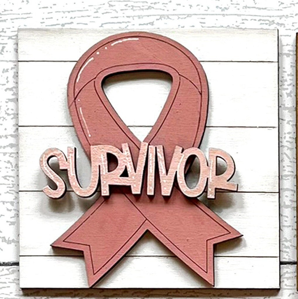 Cancer Survivor Square DIY Tiles for 4.5&quot; Frame - Wood Blanks to Paint and Craft