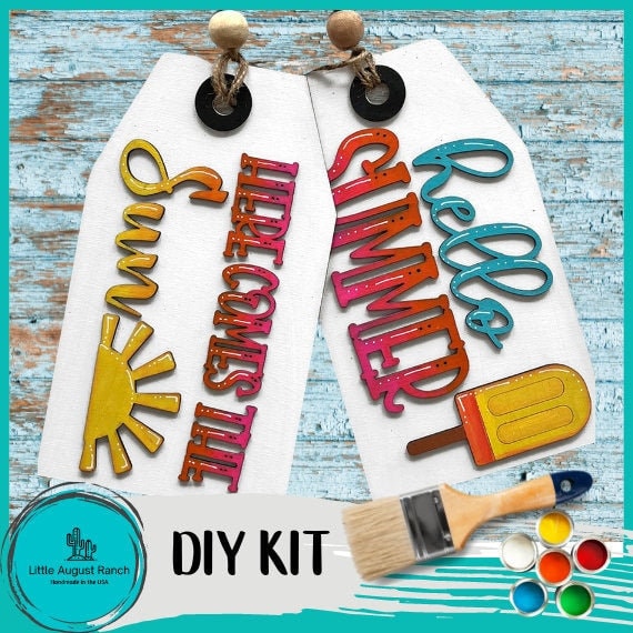 Summer Door Hanger Tag Set - DIY Paint Kit Wood Blank Set