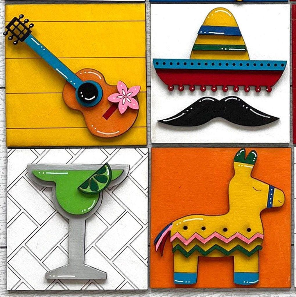 Fiesta Square DIY Tiles for 4.5&quot; Frame - Wood Blanks to Paint and Craft